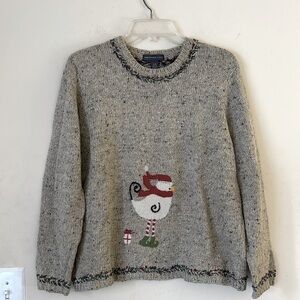 Northern Isles Wool Blend Crewneck Pullover‎ Sweater Bird Holiday Size L